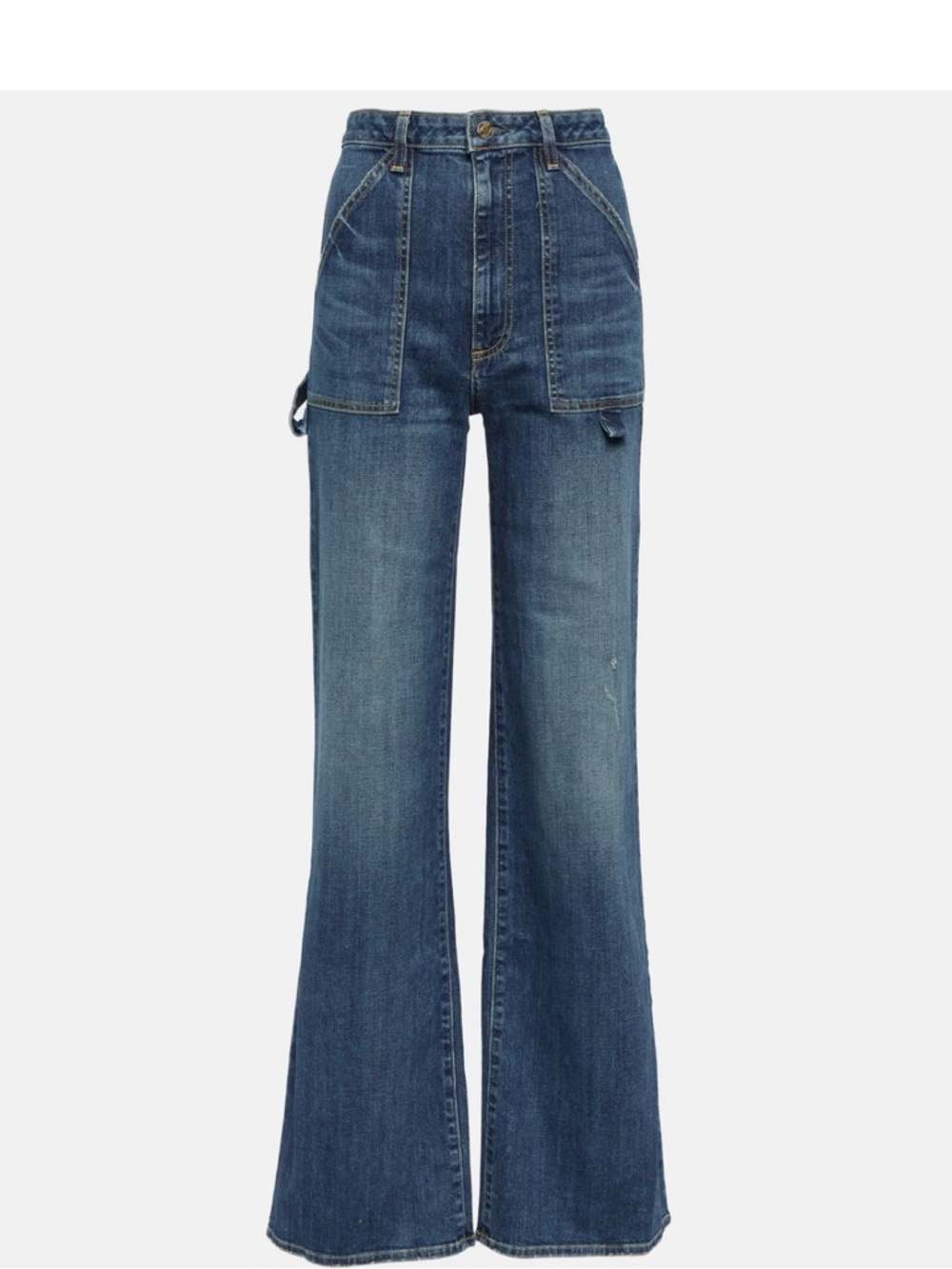 Nili Lotan Blue High-Rise Flare Jeans